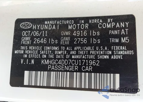 2012 Hyundai Genesis 3.8 из США, поврежденный, VIN KMHGC4DD7CU171962